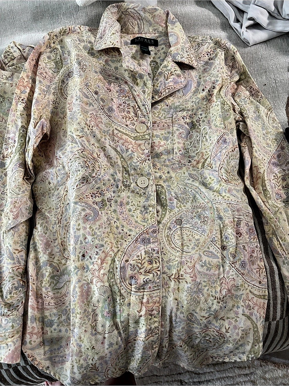 Lauren Flannel Pajamas- multi color pastel paisley